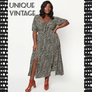 Unique Vintage Black & White Midi Dress